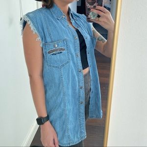 Harley Davidson Vintage Denim Cut Off Button Up